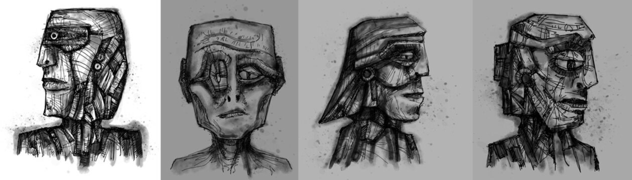 Alien creature, sketch - digital painting. The picture is painted by hand on a tablet.