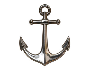 Shiny metal anchor isolated on black background nautical symbol