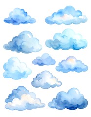 Obraz premium Pastel blue clouds, various shapes