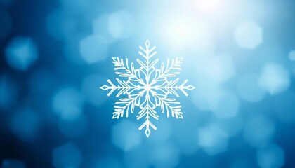 Intricate white snowflake pattern on a soft, blurred blue background,  celebration,  crystal