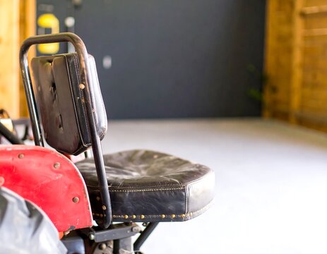 Close-up of a vintage tractor seat