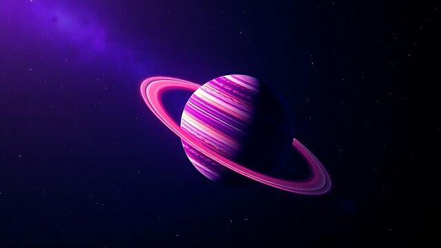 A colorful planet with glowing rings floating in deep space, evoking cosmic wonder and mystery.