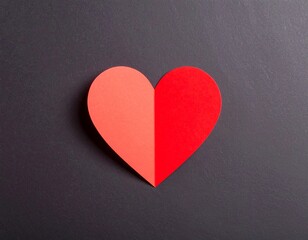 Obraz premium Bold paper red heart shape on a dark background, conveying deep emotions and minimalist beauty. 