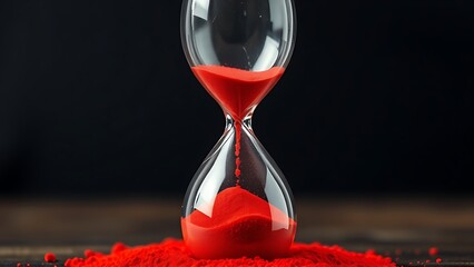 A cracked hourglass with red sand, symbolizing urgent health warnings in midlife.