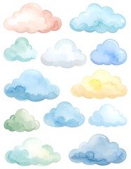 Pastel watercolor clouds