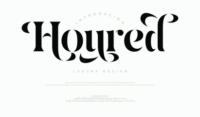 Houred Elegant alphabet letters font and number. Classic Lettering Minimal Fashion Designs. Typography modern serif fonts regular decorative vintage concept. vector illustration
