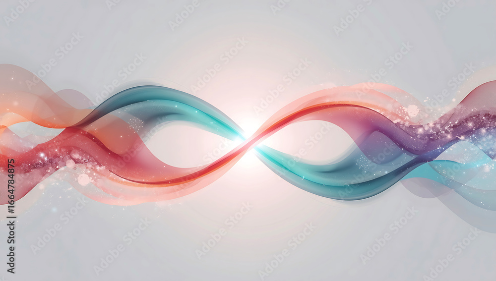 Poster abstract flowing waves of red and teal light create a dynamic energetic and futuristic visual effect