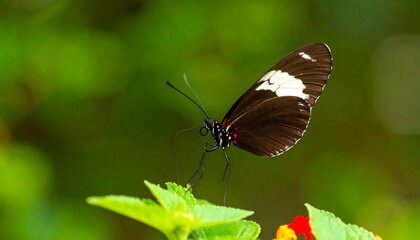 Fototapeta premium Close-up of a butterfly perched on a leaf