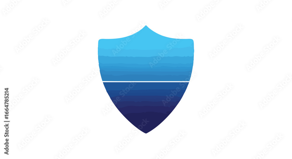 Poster gradient blue shield emblem for security and protection concepts or brand identity design, featuring