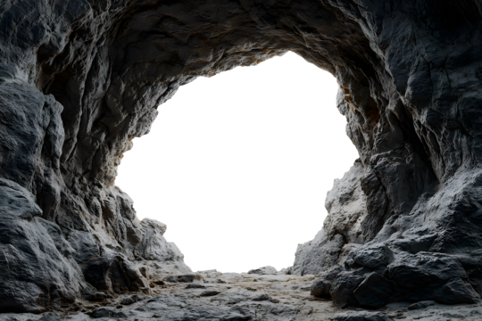 Dramatic cave opening with rough textured rock, perfect for adventure, exploration, and mystery themes