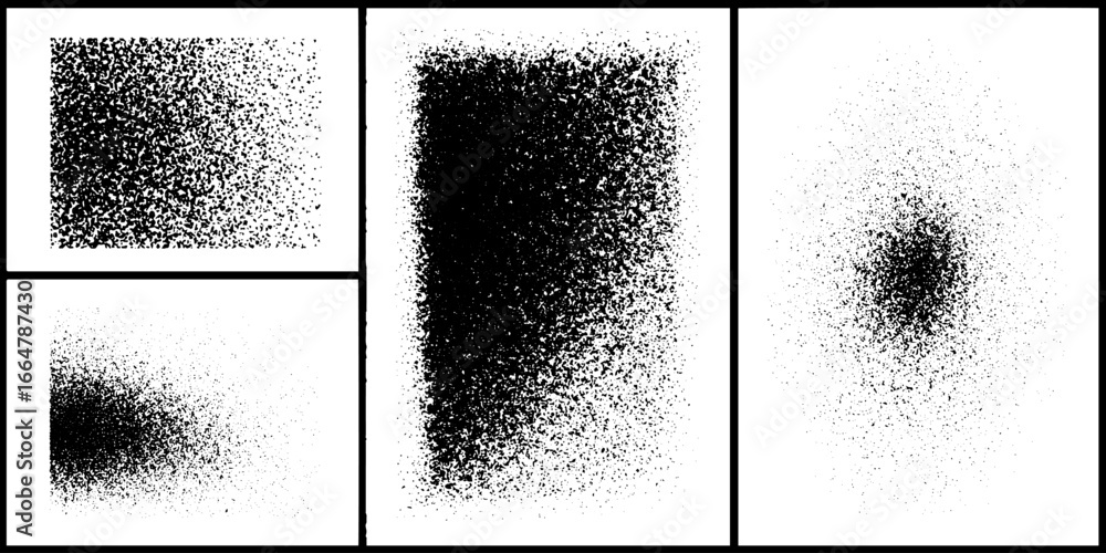 Poster dynamic stippling and dotwork patterns set for creative design projects