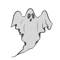 vector illustration of a scary ghost. Minimalist Cartoon Ghost Illustration for Halloween Background or Digital Indonesian Ethnic Style Art