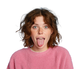 Playful expression portrait fun mood isolated on transparent background