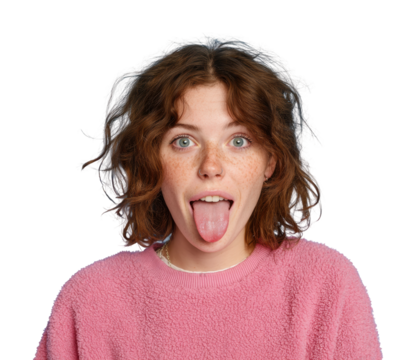 Playful expression portrait fun mood isolated on transparent background