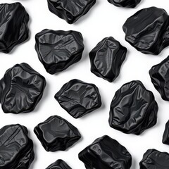 Lumps of black coal isolated on white background, ideal for energy, industry, or environmental themes, image, detail