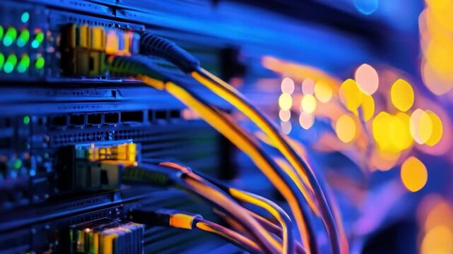 Data centers fiber optics illuminate network servers - Powered by Adobe