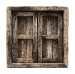 Rustic wooden window shutters vintage style home view isolated on transparent background