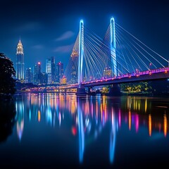 Fototapeta premium Seoul iconic banpo bridge rainbow fountain attraction high resolution picture