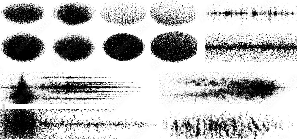 Aufkleber stippling dotwork collection of soft oval shapes and abstract patterns for design