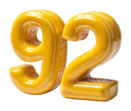 Creative yellow number design bright artistic isolated on transparent background