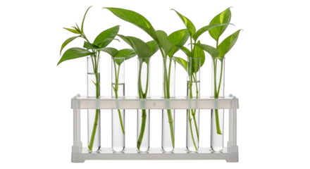 Plants propagate in test tubes with vivid backdrop