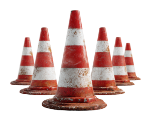 Traffic safety event urban area of cones city environment isolated on transparent background