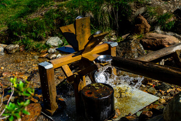 Water Mill with Hammer on the Hirzer Alm South Tyrol. 