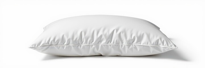 Obraz premium Fluffy white pillow in crisp white pillowcase, isolated on pure white background, fluffy, home decor