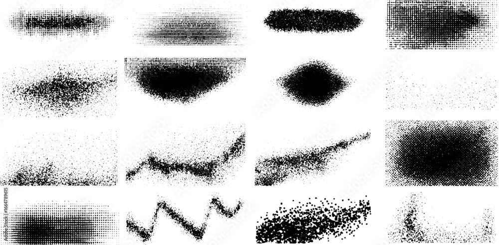 Aufkleber abstract stippling and dotwork patterns with warped mesh for creative design
