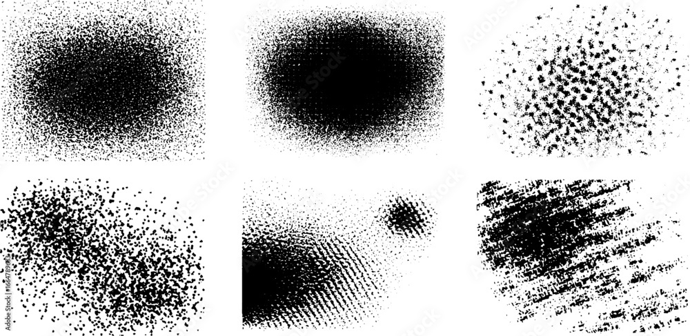 Aufkleber abstract dotwork patterns set featuring warped mesh and stipple effects for creative design