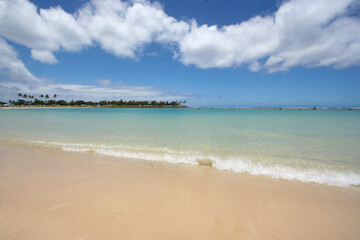 Fototapeta premium Tropical Beach with Gentle Waves and Clear Blue Water 