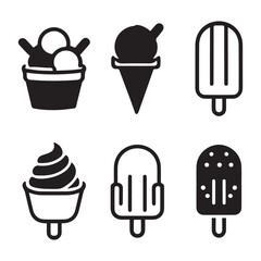 Ice cream set vector illustration with sweet dessert icons