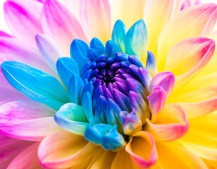 Naklejka premium Close-up of a vibrant, multicolored dahlia