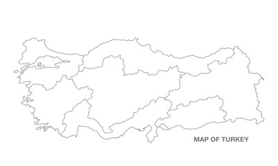 White background of turkey map with line art design