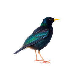 Obraz premium Photo of European starling bird isolated on transparent background