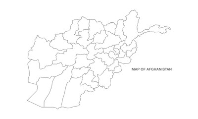 White background of afghanistan map with line art design