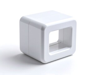 Modern White Cube Side Table Design Render.