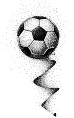 Obraz premium Stipple dotwork illustration of soccer ball with spiral effect for sports design