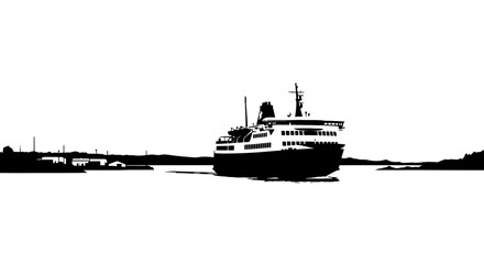 Obraz premium highresolution ferry silhouette transparent background png for website design travel brochures and maritimethemed projects
