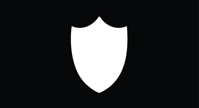 White Shield Icon Isolated on Black Background: Symbol of Security and Protection
