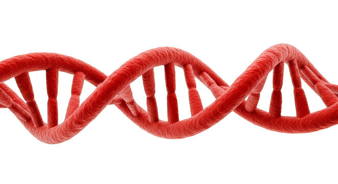 Red DNA strand against digital chaos