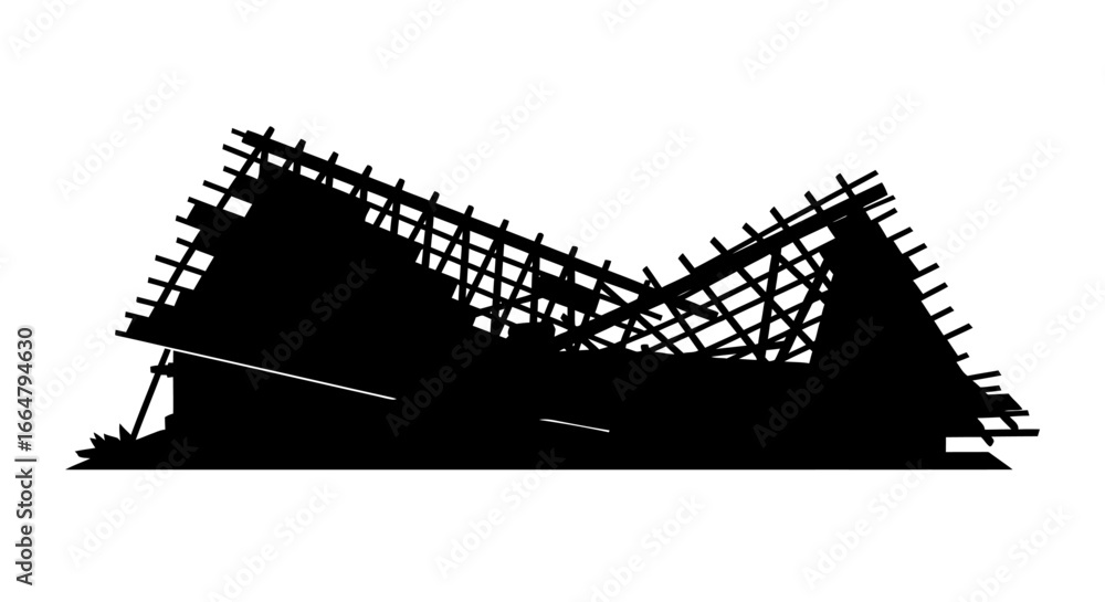 Poster highresolution transparent background silhouette of a collapsed building ideal for disaster relief a