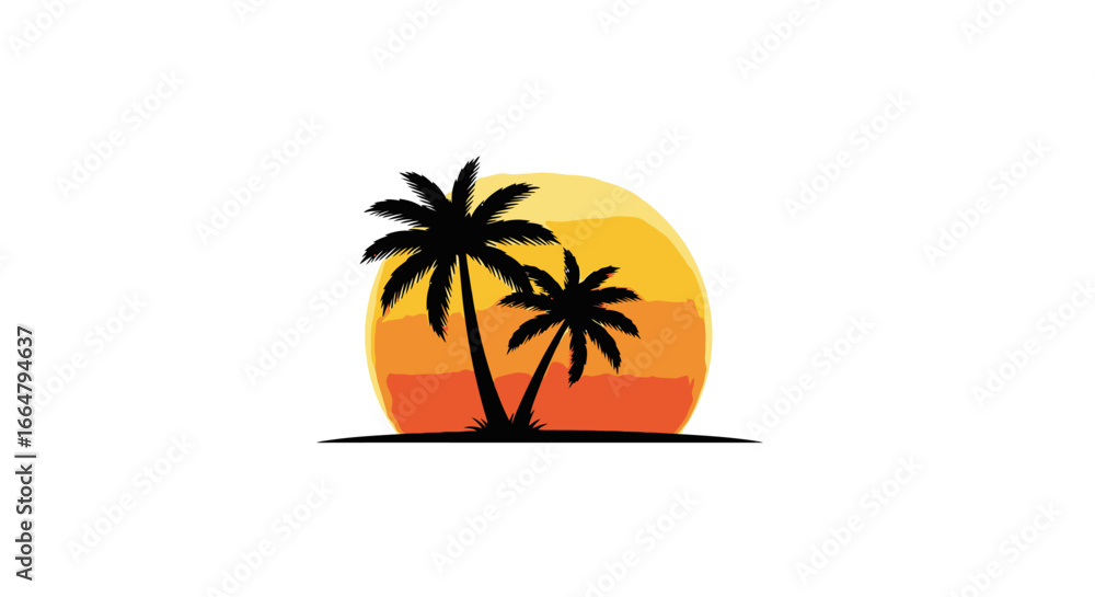 Poster tropical sunset palm trees highresolution png image with transparent background perfect for design p
