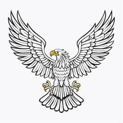 Obraz premium Majestic Eagle in Flight, Black and White Vector Illustration