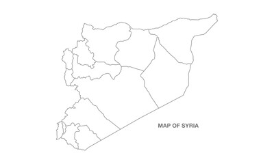 White background of syria map with line art design