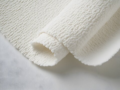 White Textured Fabric Roll Close Up Shot