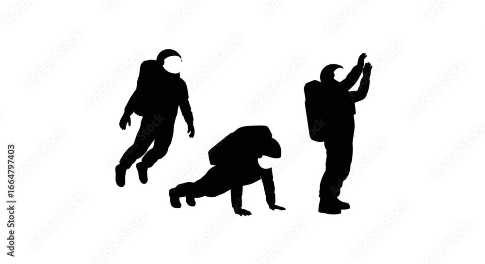 Poster three astronaut silhouettes highresolution png images with transparent background for design project