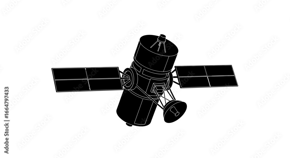 Poster highresolution satellite illustration a sleek transparent background vector graphic perfect for webs