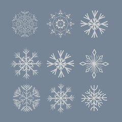 A collection of intricate snowflake designs in various shapes and patterns