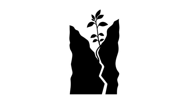 resilience symbol plant growing through crack in rocks transparent background png for design projects